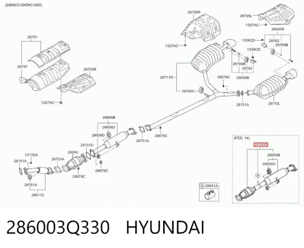 Глушник, центральна частина 286003Q330 Hyundai/Kia