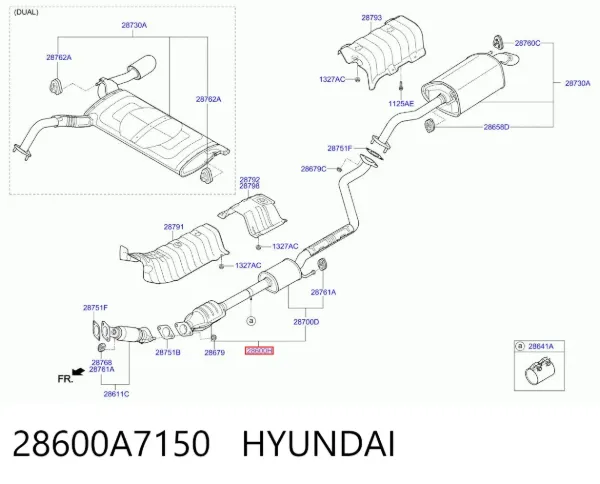 Глушник, центральна частина 28600A7150 Hyundai/Kia