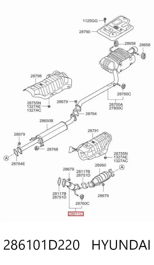 Глушник, передня частина 286101D220 Hyundai/Kia