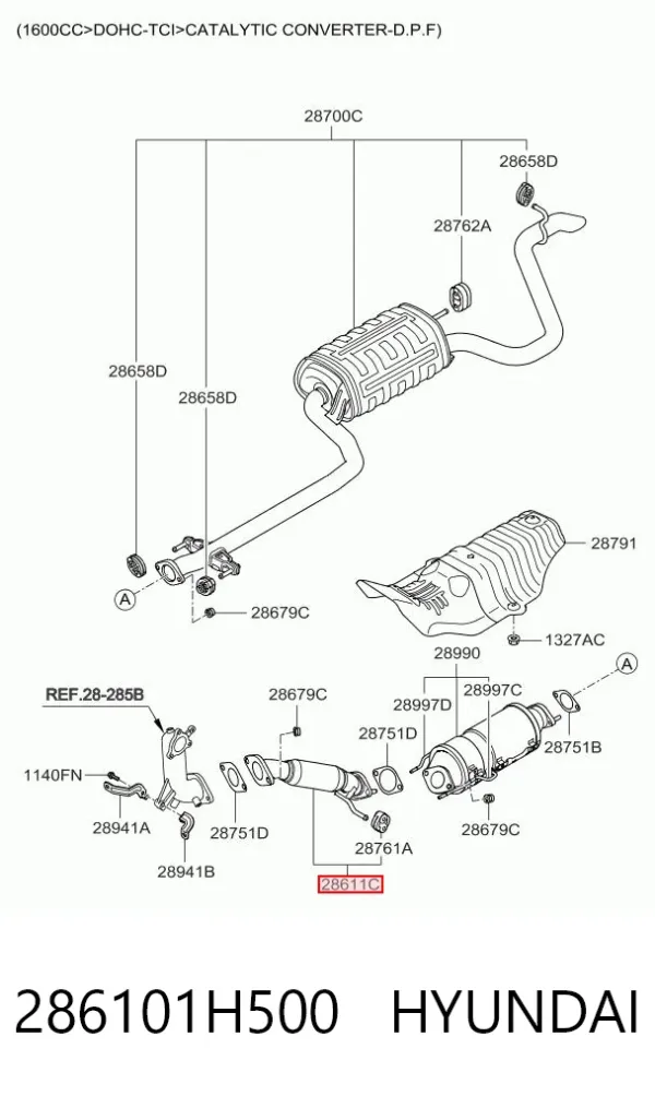 Глушник, передня частина 286101H500 Hyundai/Kia