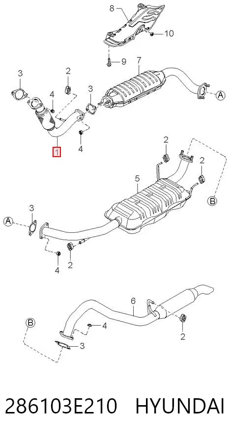 Труба приймальна (штани) глушника, передня 286103E210 Hyundai/Kia