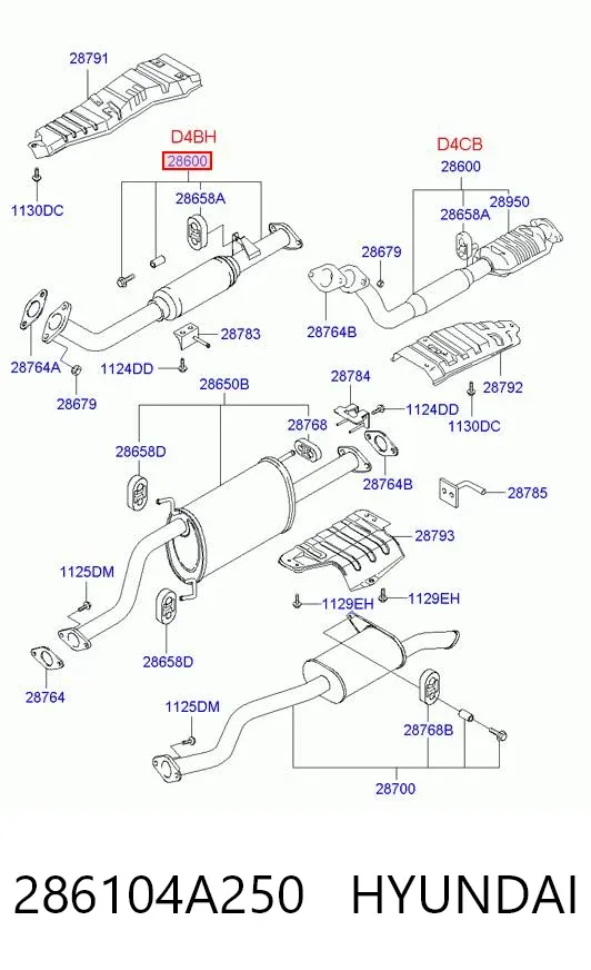 Глушник, передня частина 286104A250 Hyundai/Kia