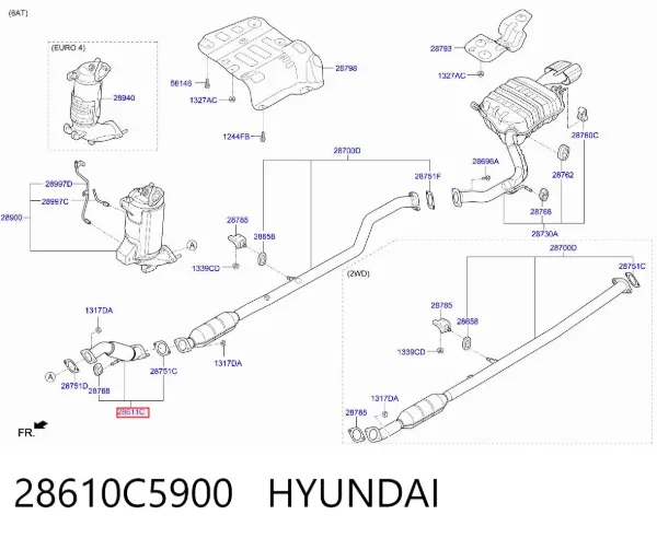 Глушник, передня частина 28610C5900 Hyundai/Kia