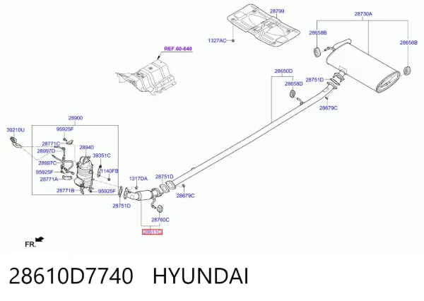 Глушник, передня частина 28610D7740 Hyundai/Kia