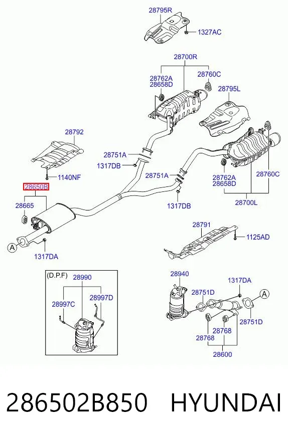 Глушник, центральна частина 286502B850 Hyundai/Kia