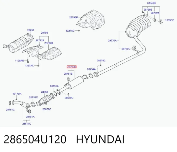 Глушник, центральна частина 286504U120 Hyundai/Kia