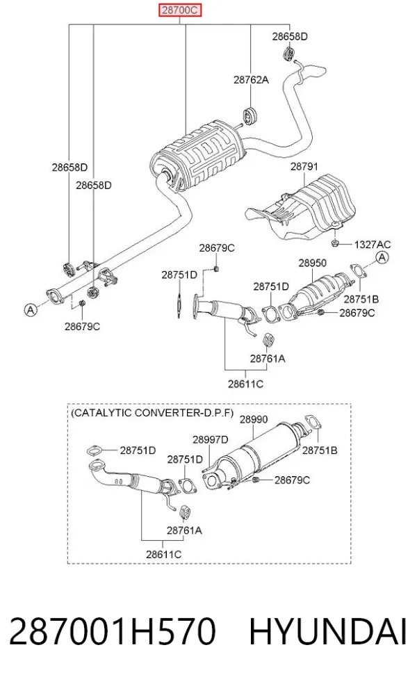 Глушник, задня частина 287001H570 Hyundai/Kia