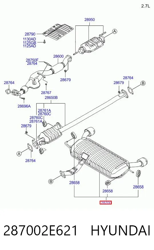Глушник, задня частина 287002E621 Hyundai/Kia