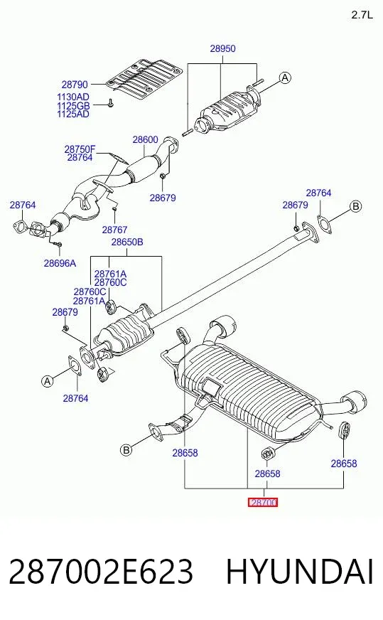 Глушник, задня частина 287002E623 Hyundai/Kia