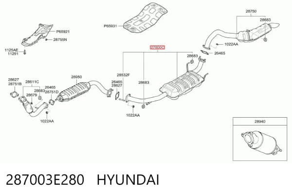 Глушник, центральна частина 287003E280 Hyundai/Kia