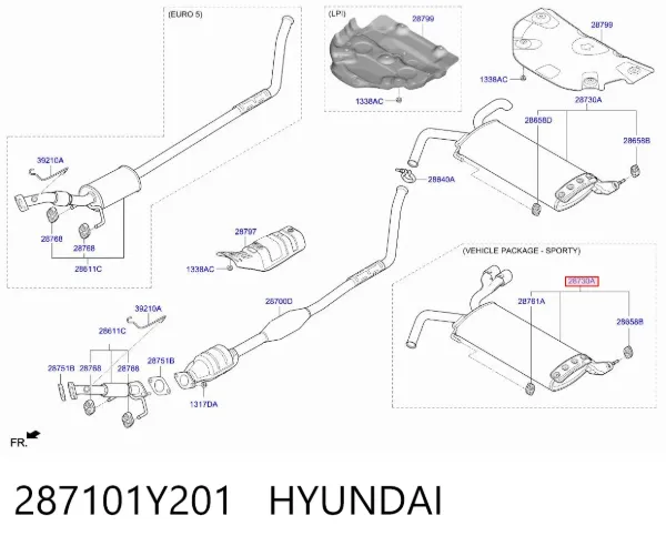 Глушник, задня частина 287101Y201 Hyundai/Kia