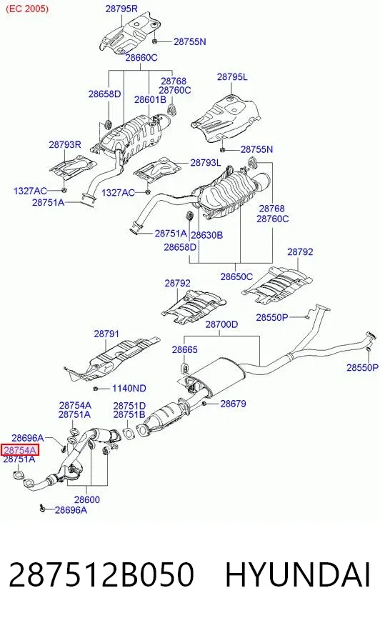 Прокладка глушника 287512B050 Hyundai/Kia
