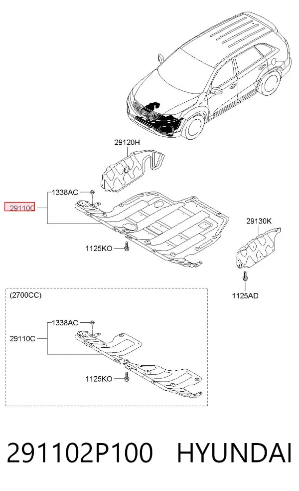 Захист двигуна 291102P100 Hyundai/Kia
