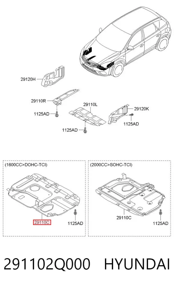 Захист двигуна 291102Q000 Hyundai/Kia