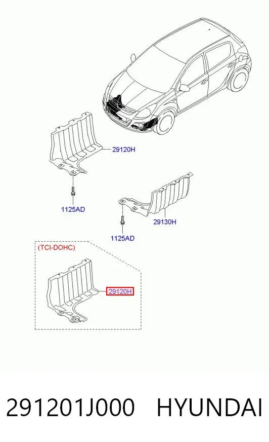 Захист двигуна, правий 291201J000 Hyundai/Kia