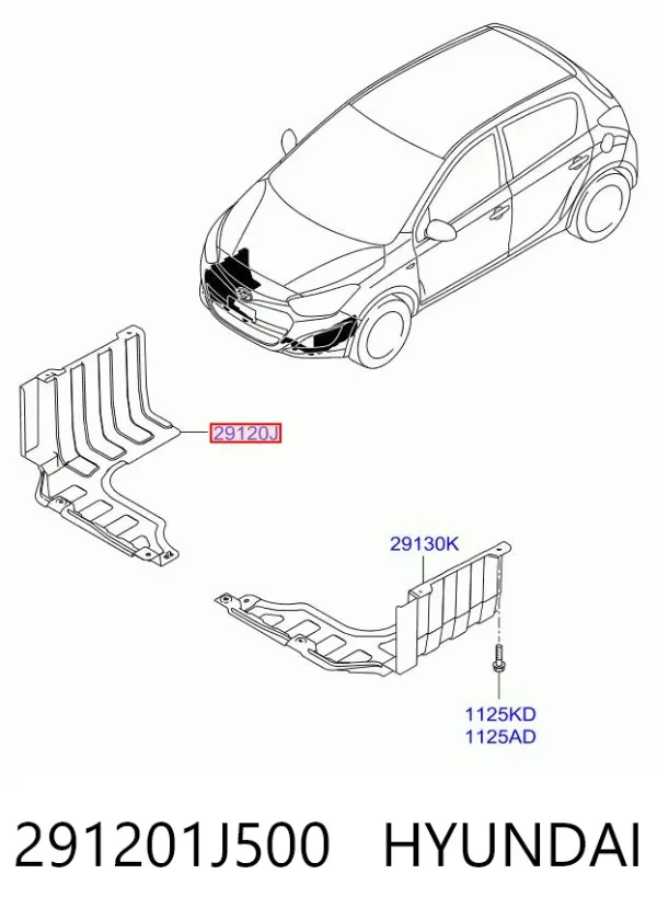 Захист двигуна, правий 291201J500 Hyundai/Kia