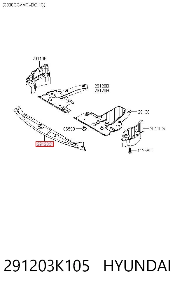 Захист двигуна передній 291203K105 Hyundai/Kia