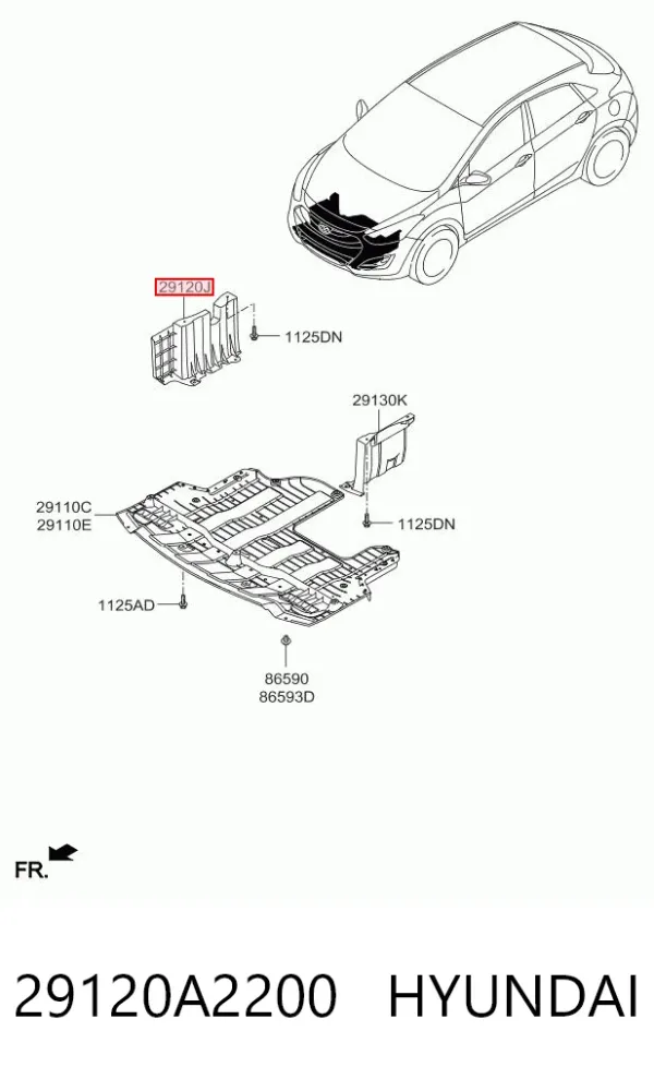 Захист двигуна, правий 29120A2200 Hyundai/Kia