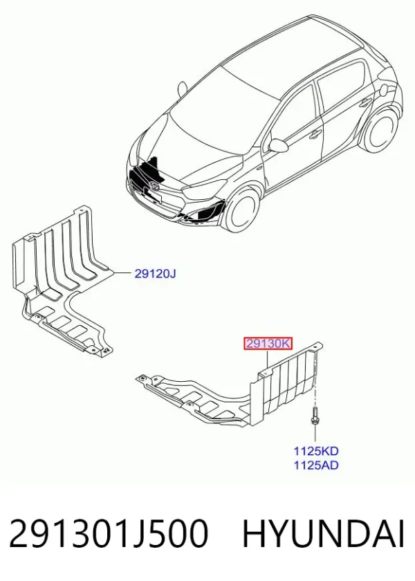 Захист двигуна, лівий 291301J500 Hyundai/Kia