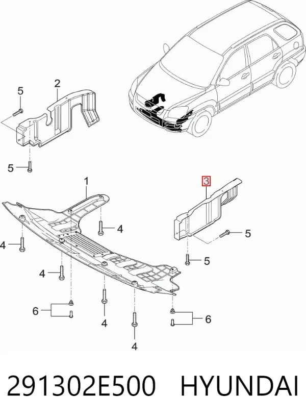 Захист двигуна, лівий 291302E500 Hyundai/Kia