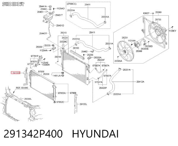 Повітропровід (дефлектор) радіатора, правий 291342P400 Hyundai/Kia