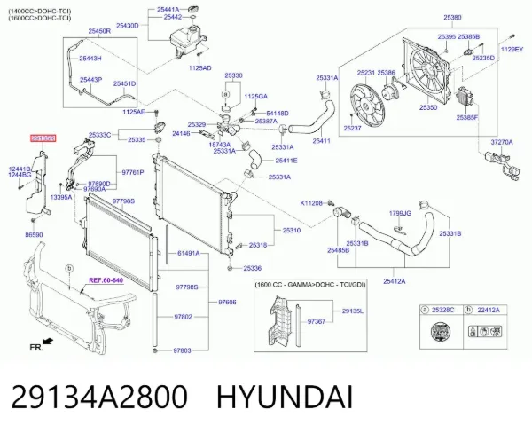 Повітропровід (дефлектор) радіатора, правий 29134A2800 Hyundai/Kia