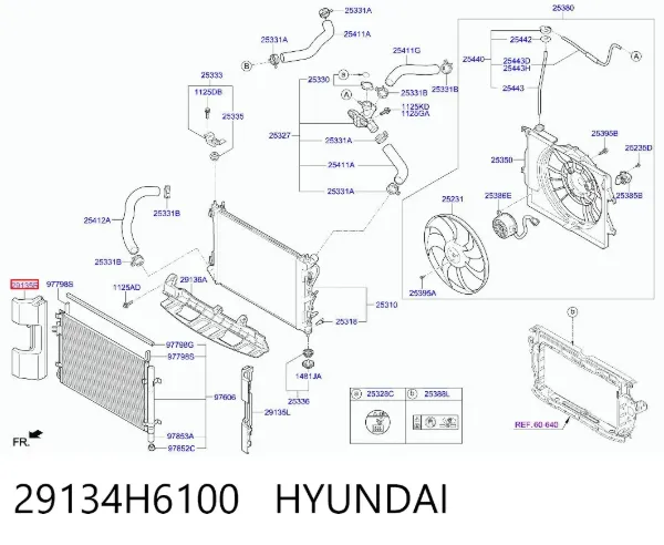 Повітропровід (дефлектор) радіатора, правий 29134H6100 Hyundai/Kia