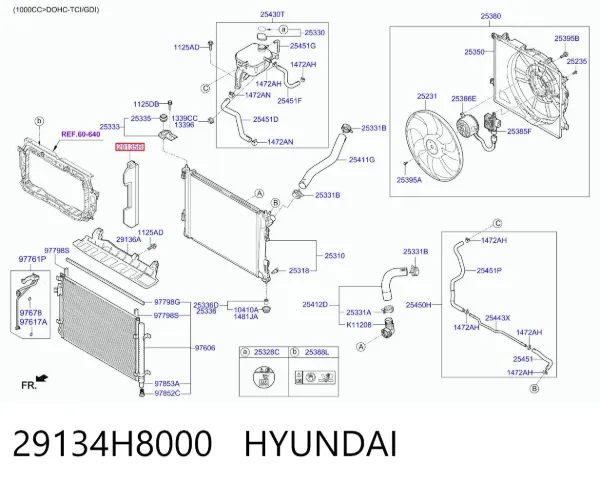 Повітропровід (дефлектор) радіатора, правий 29134H8000 Hyundai/Kia