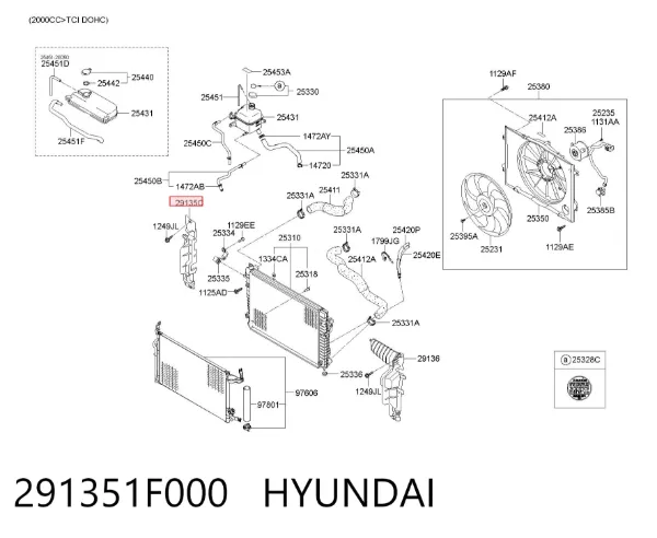 Повітропровід (дефлектор) радіатора, лівий 291351F000 Hyundai/Kia
