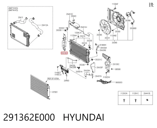 Повітропровід (дефлектор) радіатора, правий 291362E000 Hyundai/Kia