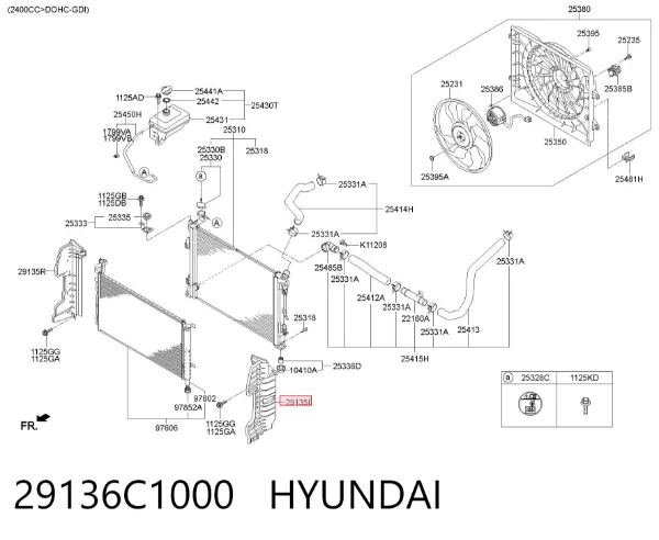 Повітропровід (дефлектор) радіатора, лівий 29136C1000 Hyundai/Kia