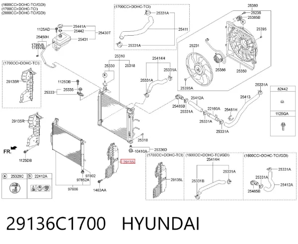 Повітропровід (дефлектор) радіатора, лівий 29136C1700 Hyundai/Kia
