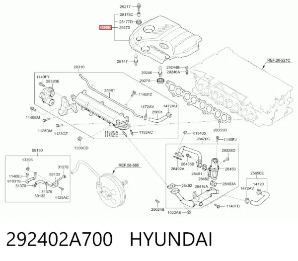Кришка двигуна декоративна 292402A700 Hyundai/Kia