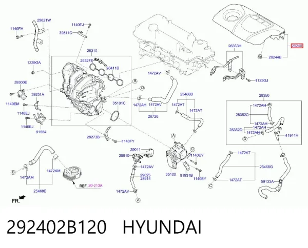 Кришка двигуна декоративна 292402B120 Hyundai/Kia