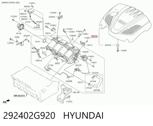 Кришка двигуна декоративна 292402G920 Hyundai/Kia