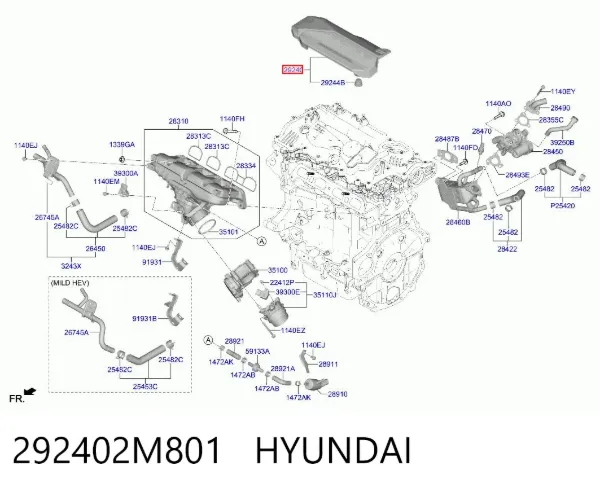 Кришка двигуна декоративна 292402M801 Hyundai/Kia