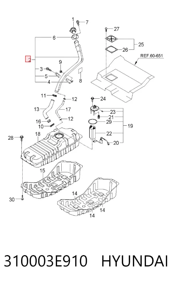 Шланг заливної горловини, паливного бака 310003E910 Hyundai/Kia