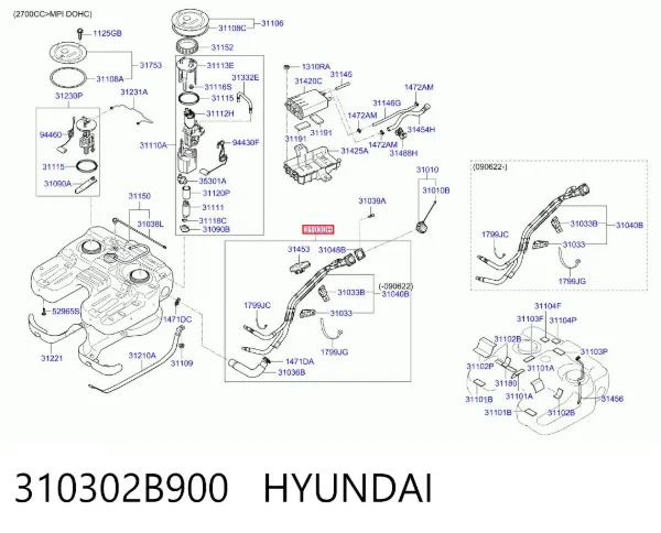 Шланг заливної горловини, паливного бака 310302B900 Hyundai/Kia