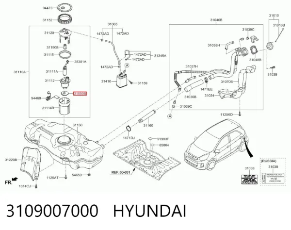 Фільтр-сітка бензонасосу 3109007000 Hyundai/Kia
