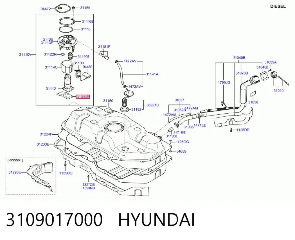 Паливний фільтр 3109017000 Hyundai/Kia