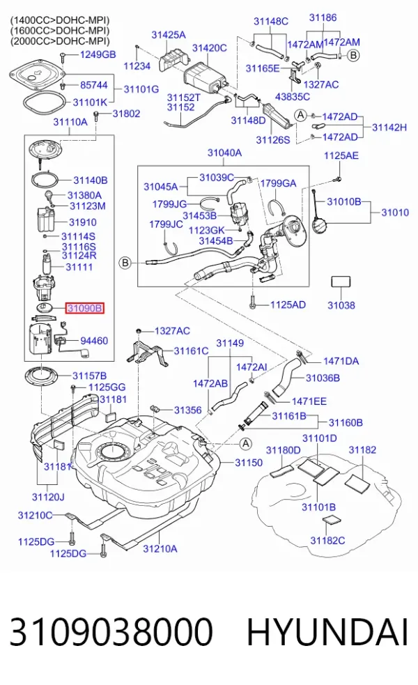 Фільтр-сітка бензонасосу 3109038000 Hyundai/Kia