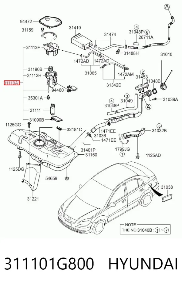Бензонасос 311101G800 Hyundai/Kia