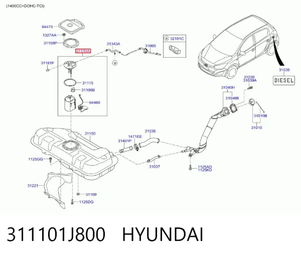 Бензонасос 311101J800 Hyundai/Kia