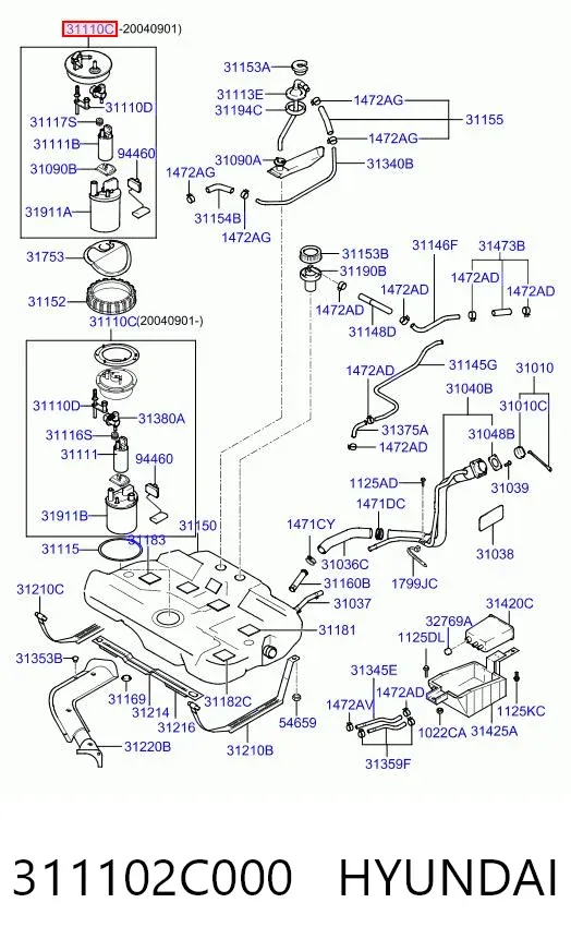 Бензонасос 311102C000 Hyundai/Kia