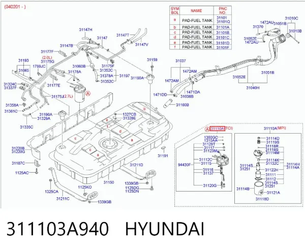 Бензонасос 311103A940 Hyundai/Kia