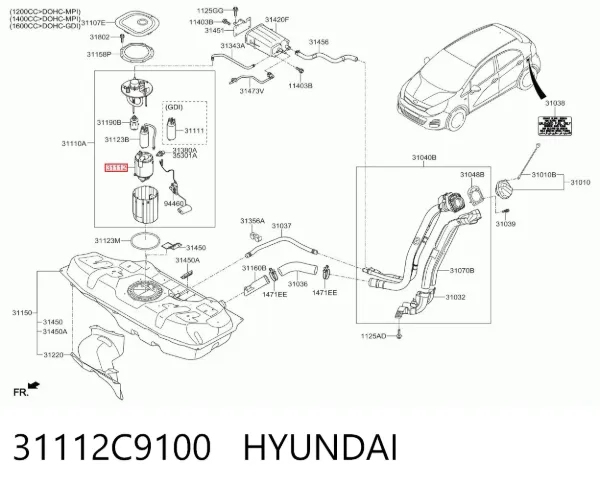 Паливний фільтр 31112C9100 Hyundai/Kia