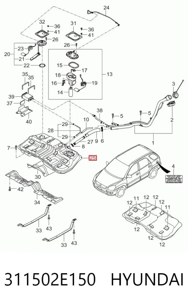 Паливний бак 311502E150 Hyundai/Kia