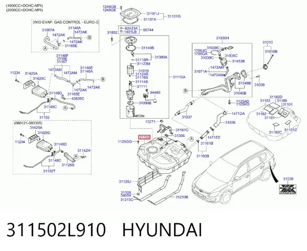 Паливний бак 311502L910 Hyundai/Kia