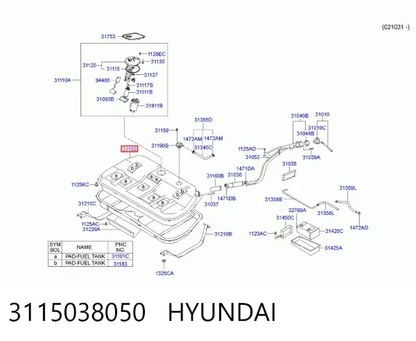 Паливний бак 3115038050 Hyundai/Kia