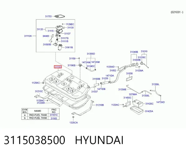 Паливний бак 3115038500 Hyundai/Kia